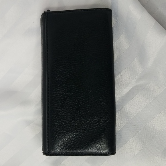 MICHEAL KORS PEBBLED LEATHER FRONT FLAP WALLET IN BLACK - Picture 2 of 8